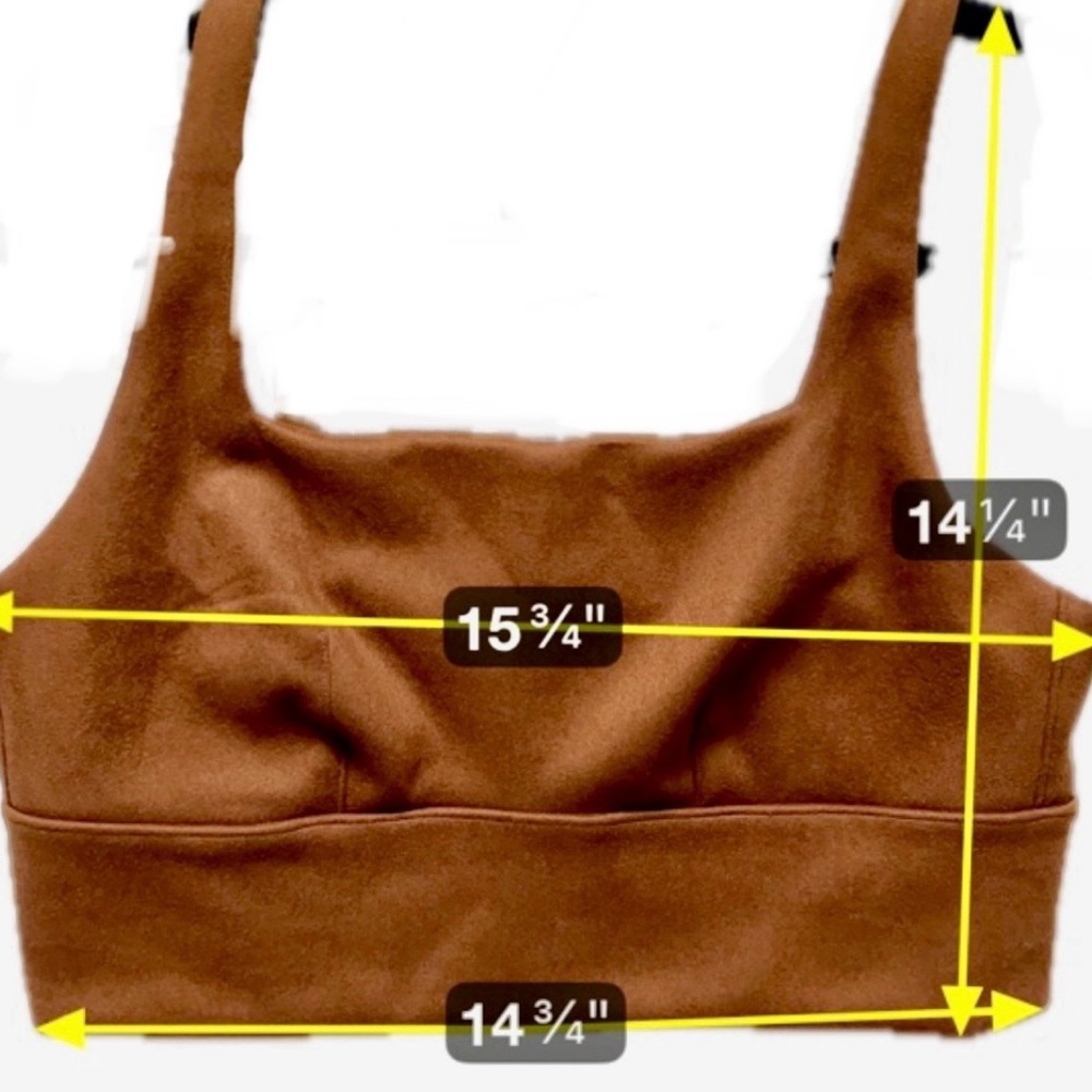 Spanx Faux Suede Crop Top Caramel Brown‎ Longline Square Neck Size Large - Picture 9 of 14